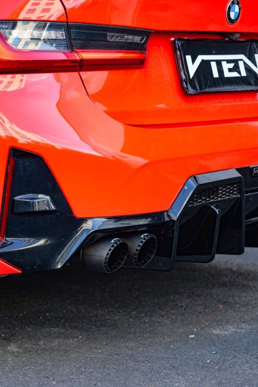 VTEN - BMW 3 SERIES G20 M340i / 330i PRE-LCI & LCI 2019+ GLOSS BLACK STAINLESS STEEL EXHAUST TIPS - Aero Carbon UK