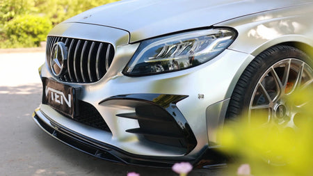 VTEN - MERCEDES BENZ C CLASS W205 SALOON 2019-2021 PP GLOSS BLACK FRONT LIP - Aero Carbon UK