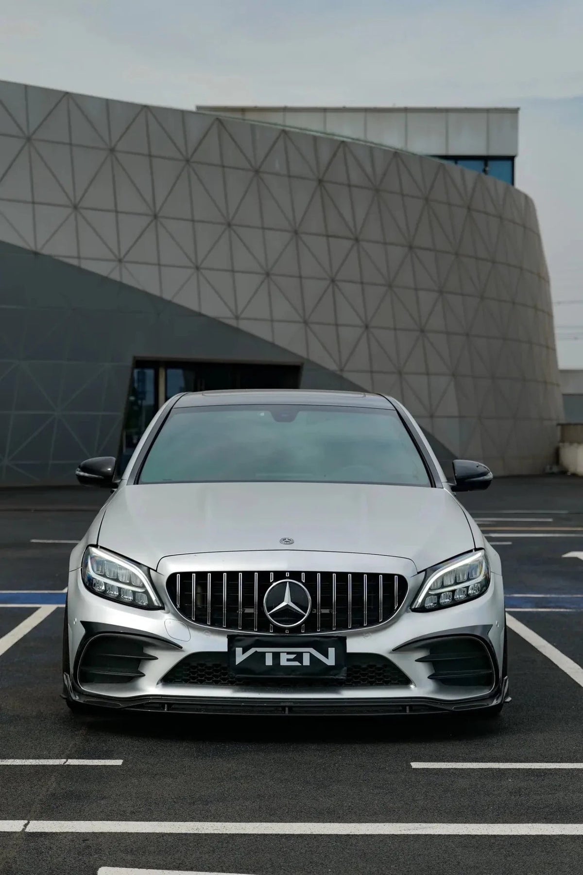 VTEN - MERCEDES BENZ C CLASS W205 SALOON 2019-2021 PP GLOSS BLACK FRONT LIP - Aero Carbon UK