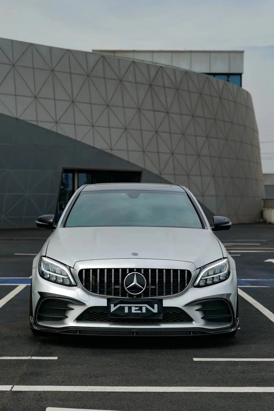VTEN - MERCEDES BENZ C CLASS W205 SALOON 2019-2021 PP GLOSS BLACK FRONT LIP - Aero Carbon UK
