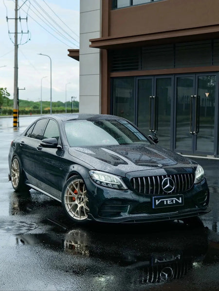 VTEN - MERCEDES BENZ C CLASS W205 SALOON 2019-2021 PP GLOSS BLACK FRONT LIP - Aero Carbon UK