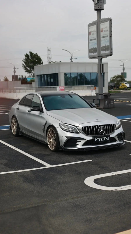 VTEN - MERCEDES BENZ C CLASS W205 SALOON 2019-2021 PP GLOSS BLACK FRONT LIP - Aero Carbon UK