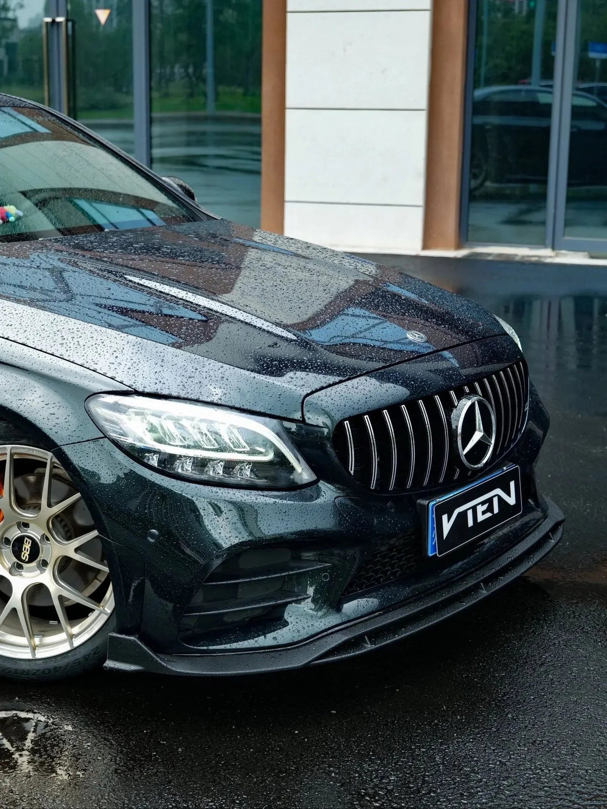 VTEN - MERCEDES BENZ C CLASS W205 SALOON 2019-2021 PP GLOSS BLACK FRONT LIP - Aero Carbon UK