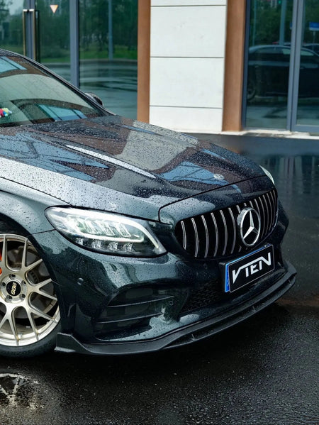VTEN - MERCEDES BENZ C CLASS W205 SALOON 2019-2021 PP GLOSS BLACK FRONT LIP - Aero Carbon UK