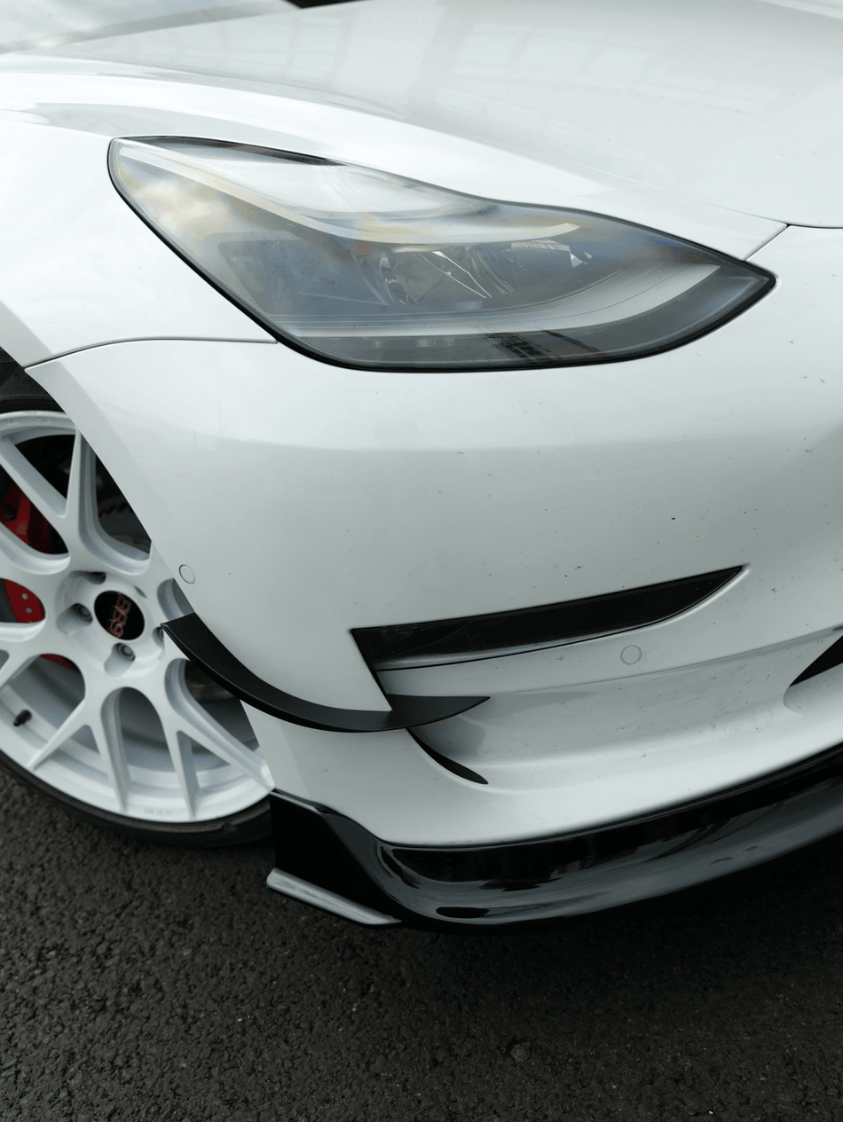 VTEN - TESLA MODEL 3 2017-2023 ABS GLOSS BLACK FRONT CANARDS - Aero Carbon UK