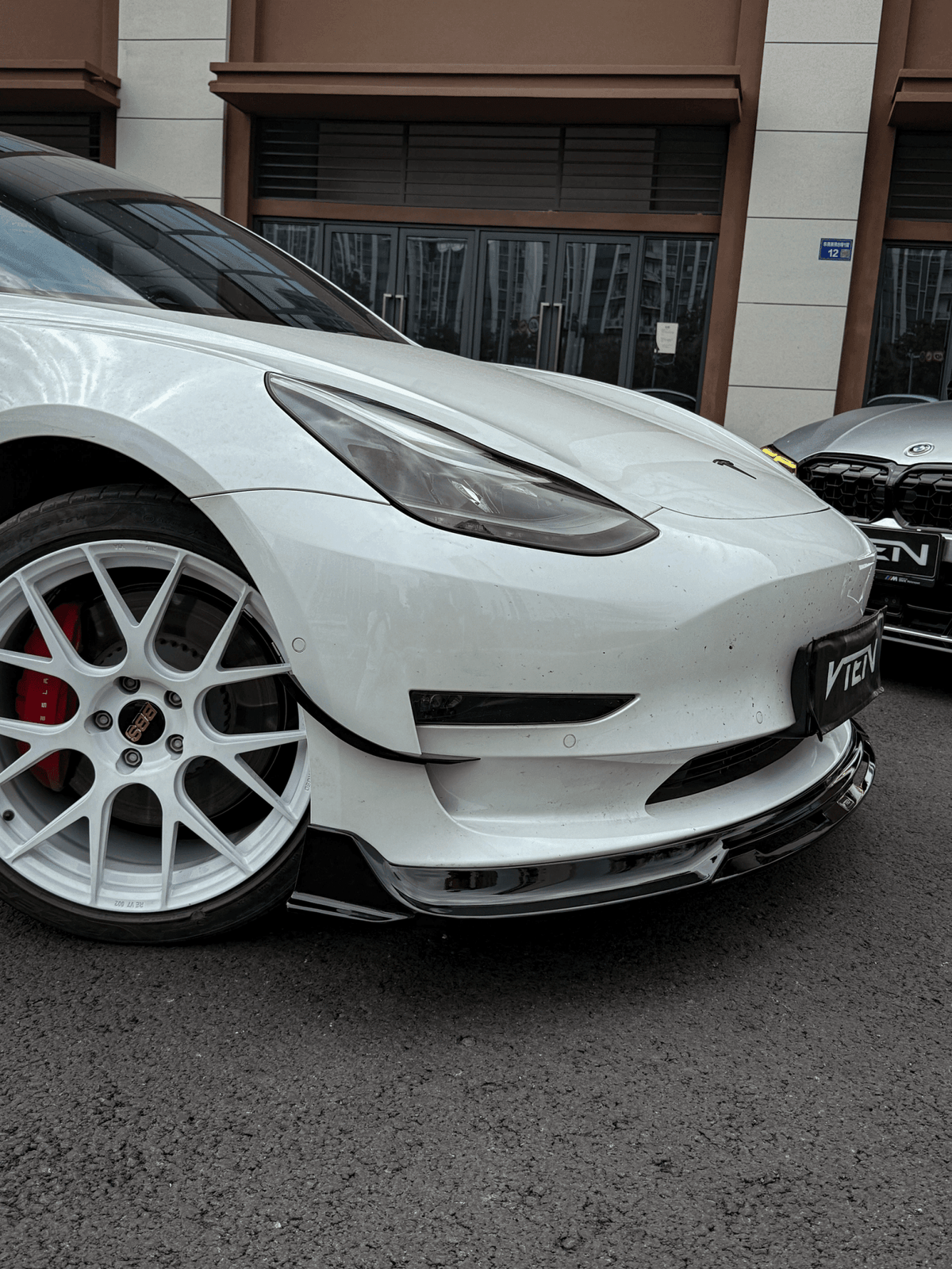 VTEN - TESLA MODEL 3 2017-2023 PP GLOSS BLACK FRONT LIP - Aero Carbon UK
