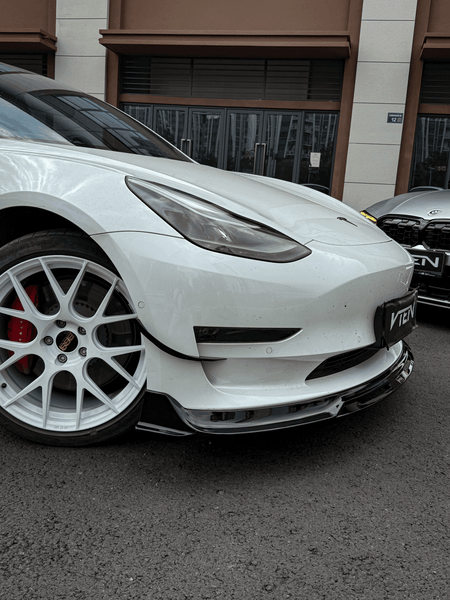 VTEN - TESLA MODEL 3 2017-2023 PP GLOSS BLACK FRONT LIP - Aero Carbon UK