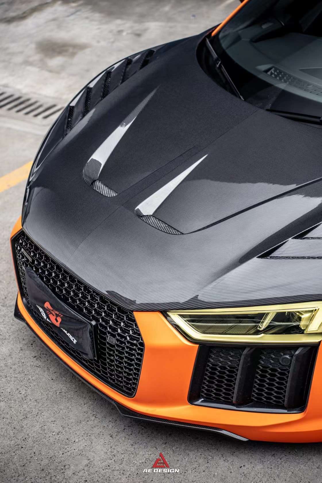 AE DESIGN - AUDI R8 DRY CARBON FIBRE FRONT BONNET HOOD - Aero Carbon UK