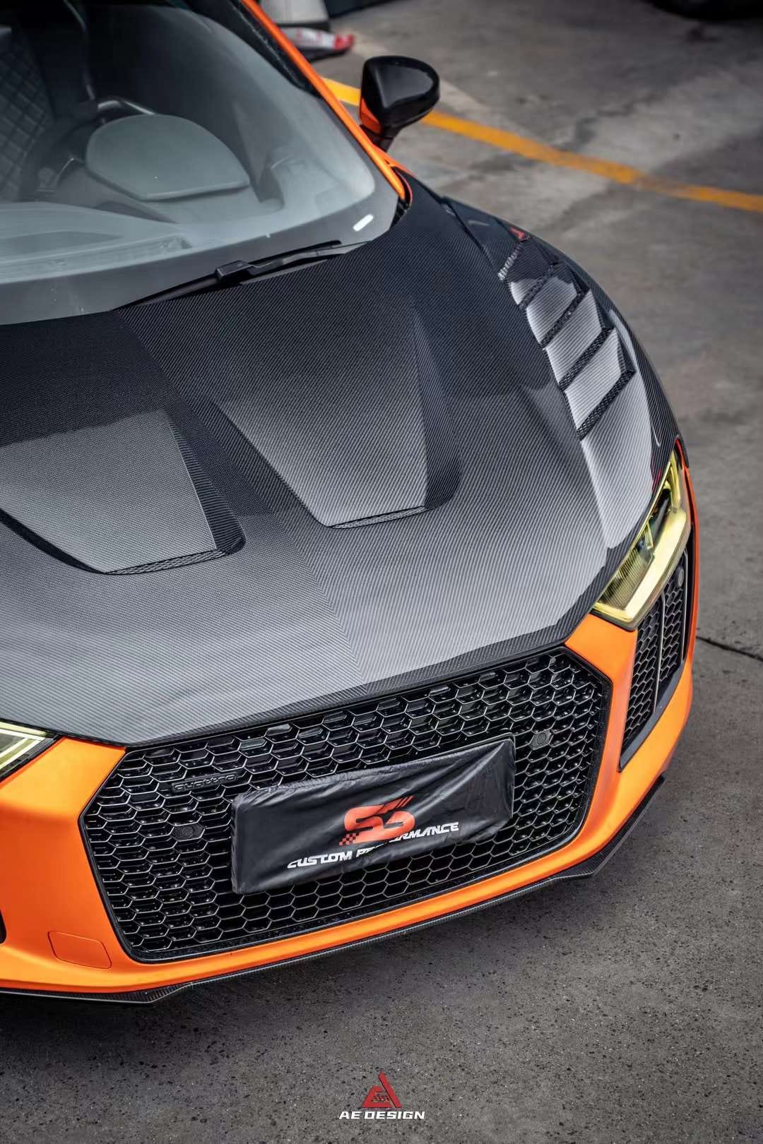 AE DESIGN - AUDI R8 DRY CARBON FIBRE FRONT BONNET HOOD - Aero Carbon UK