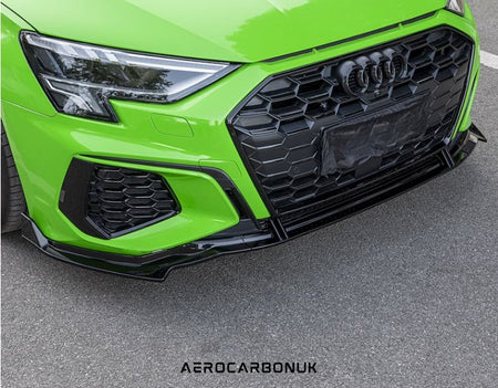 AERO CARBON - AUDI A3 / S3 8Y ABS PLASTIC GLOSS BLACK FRONT LIP V2 - Aero Carbon UK
