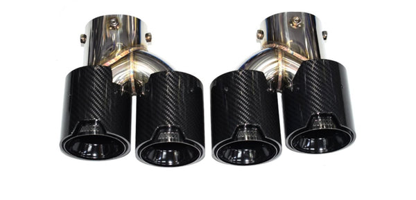 AERO CARBON - BMW M240 / M340 / M440 MP STYLE BLACK CARBON FIBRE DUAL EXHAUST TIPS