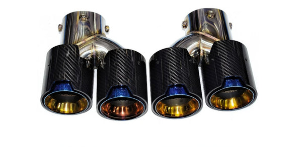 AERO CARBON - BMW M240 / M340 / M440 MP STYLE BLUE CARBON FIBRE DUAL EXHAUST TIPS