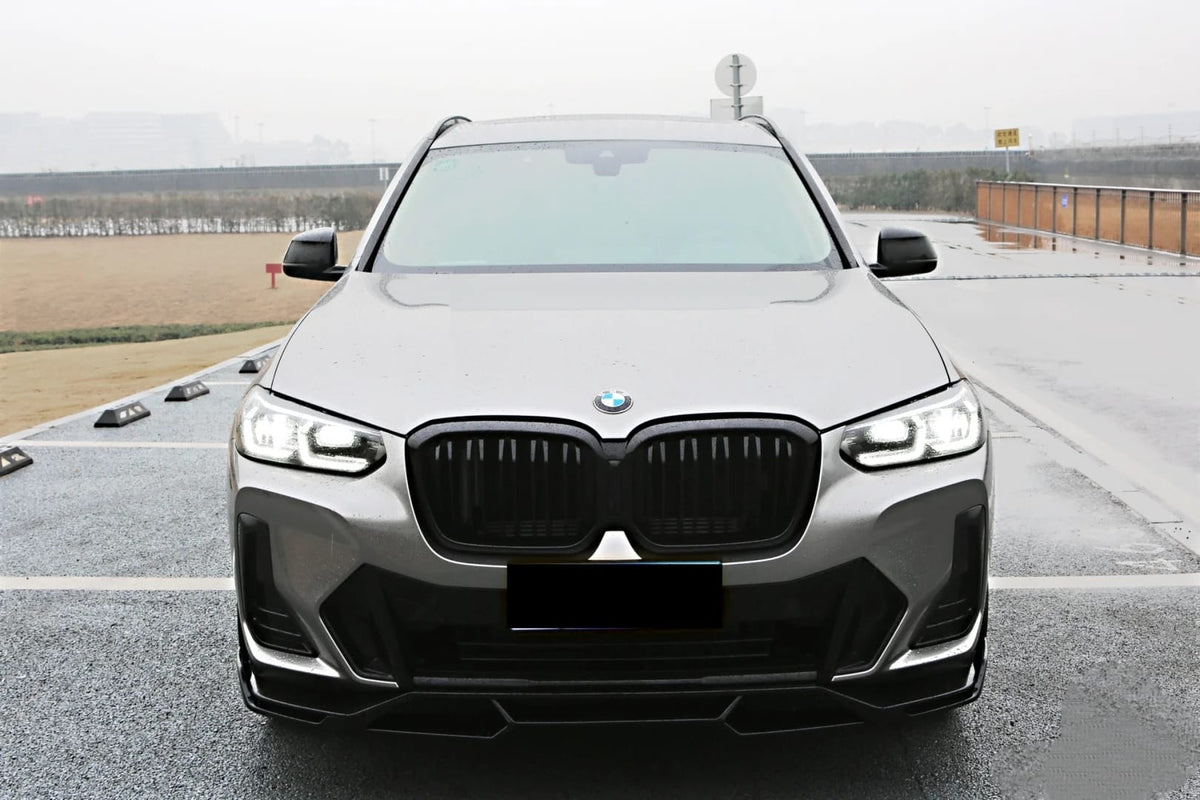 AERO CARBON - BMW X3 G01 / X4 G02 LCI GLOSSY BLACK FRONT LIP V STYLE - Aero Carbon UK