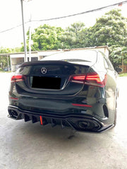 AERO CARBON - MERCEDES BENZ A CLASS W177 SALOON GLOSS BLACK SLIM LINE LED REAR DIFFUSER - Aero Carbon UK