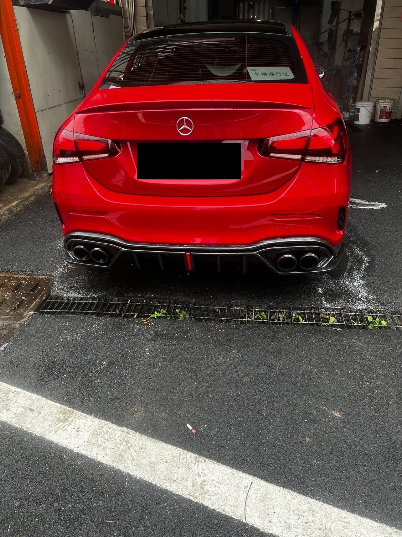 AERO CARBON - MERCEDES BENZ A CLASS W177 SALOON GLOSS BLACK SLIM LINE LED REAR DIFFUSER - Aero Carbon UK