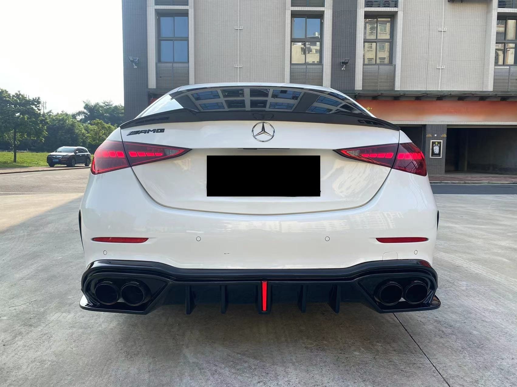 AERO CARBON - MERCEDES BENZ C CLASS W206 SLIM LINE LED REAR DIFFUSER GLOSS BLACK - Aero Carbon UK