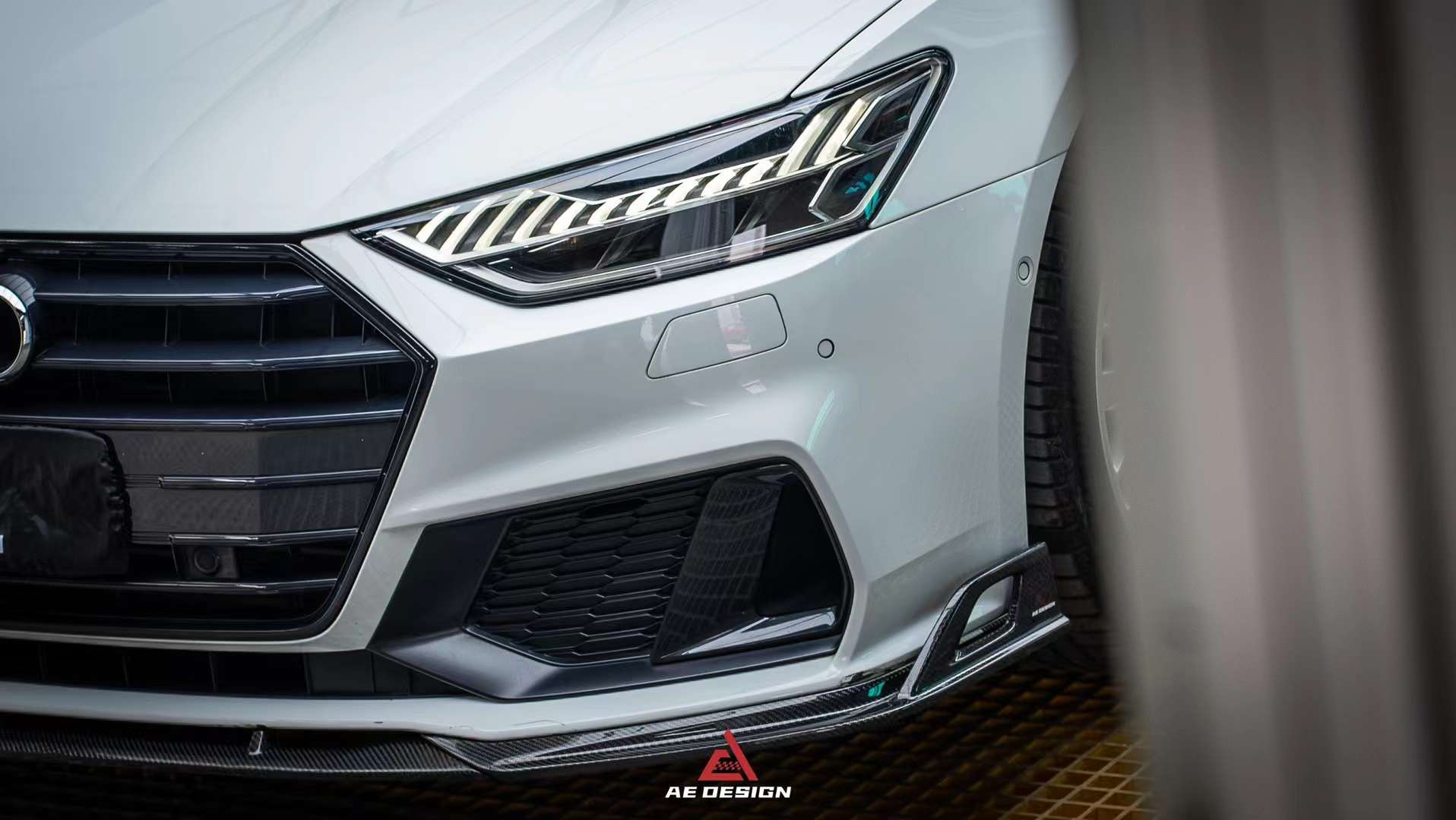 AERO DESIGN - AUDI A7 / S7 C8 2018+ CARBON FIBRE FRONT LIP - Aero Carbon UK