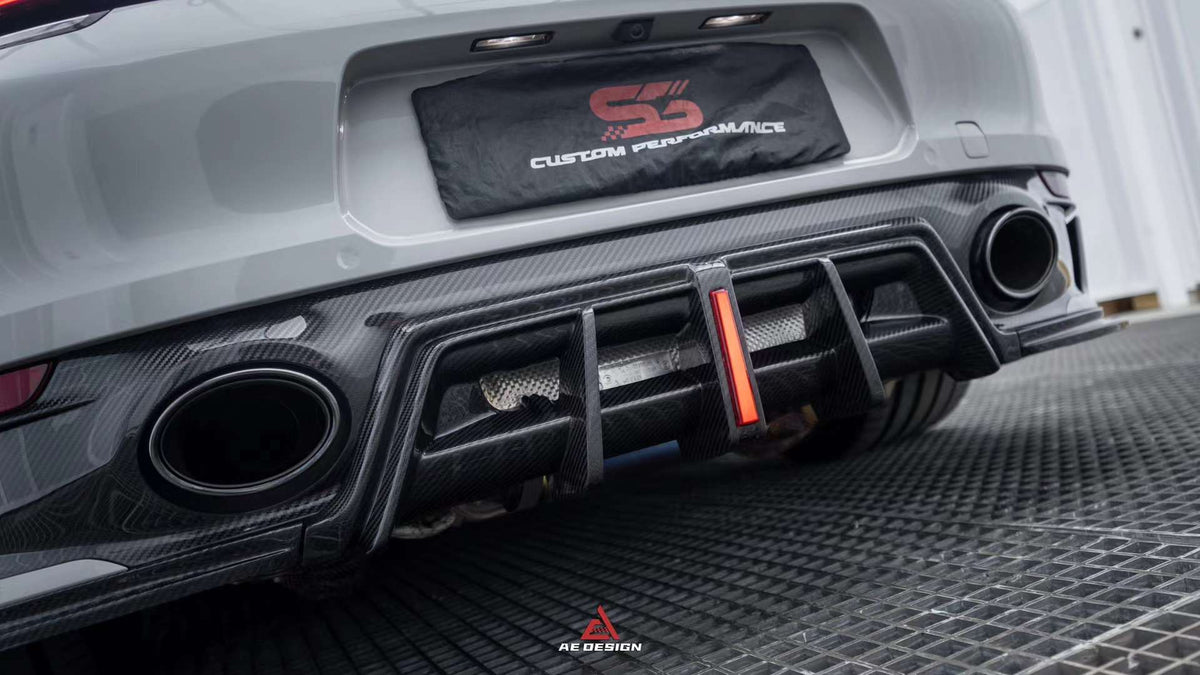 992 Rear Subframe AE DESIGN - PORSCHE CARRERA 911 992 DRY CARBON FIBRE LED REAR DIFFUSER ...