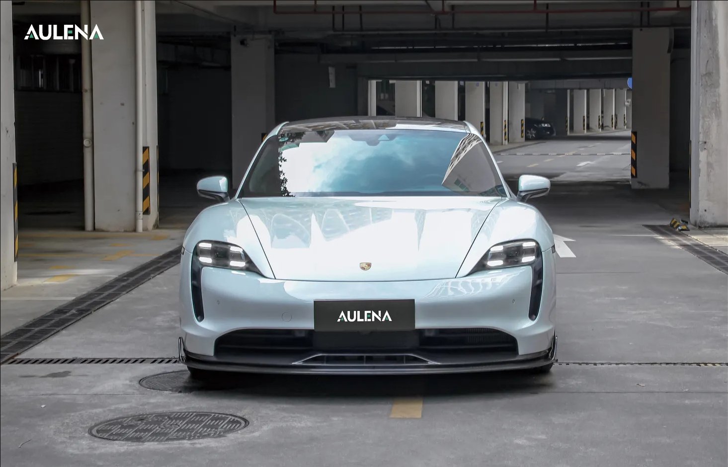 AULENA - PORSCHE TAYCAN DRY CARBON FRONT LIP - Aero Carbon UK