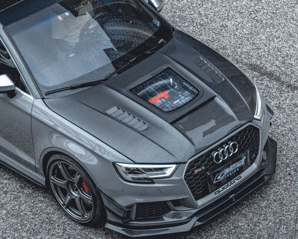CMST - AUDI A3 / S3 / RS3 8V CARBON FIBRE TRANSPARENT GLASS BONNET HOOD