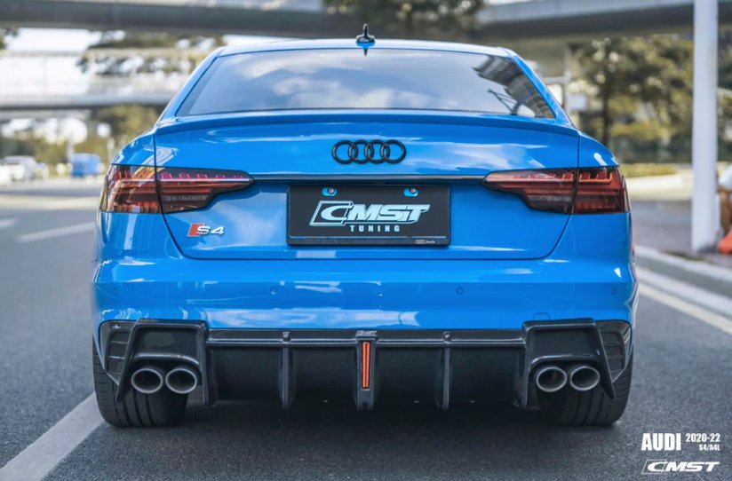 CMST - AUDI S4 & A4 S-LINE B9 B9.5 CARBON FIBRE DIFFUSER WITH LED BRAKE LIGHT - Aero Carbon UK