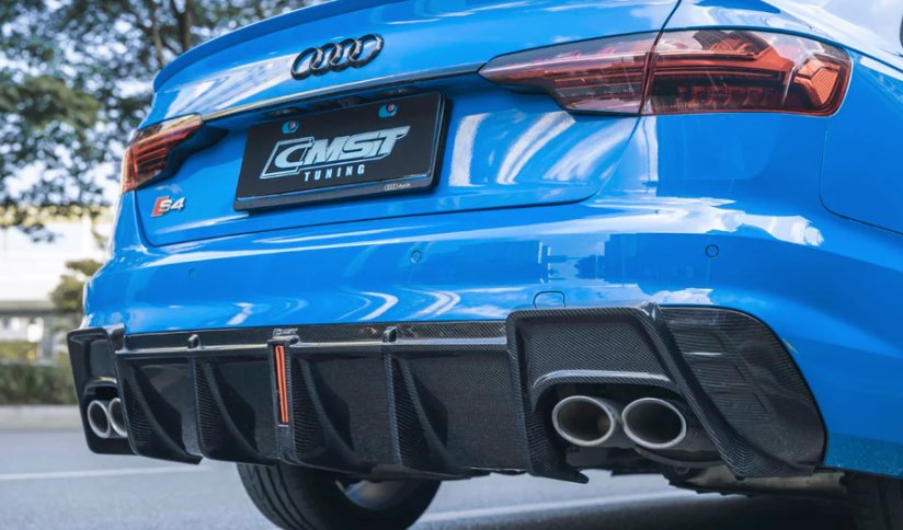 CMST - AUDI S4 & A4 S-LINE B9 B9.5 CARBON FIBRE DIFFUSER WITH LED BRAKE LIGHT - Aero Carbon UK