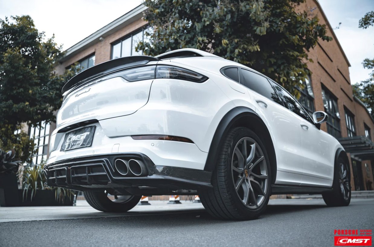 CMST - PORSCHE CAYENNE COUPE 9Y3 CARBON FIBRE DIFFUSER WITH LED BRAKE LIGHT - Aero Carbon UK