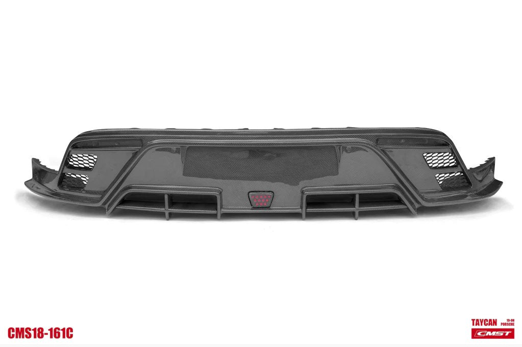 CMST - PORSCHE TAYCAN BASE / 4S DRY CARBON FIBRE REAR DIFFUSER WITH WINGLETS - Aero Carbon UK