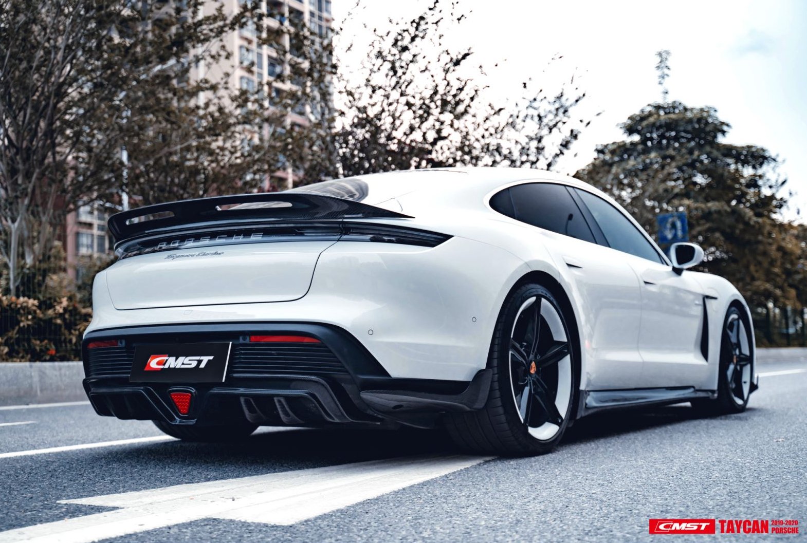 Tycan Rear Fender CMST - PORSCHE TAYCAN TURBO DRY CARBON FIBRE REAR DIFFUSER – Aero Carbon UK