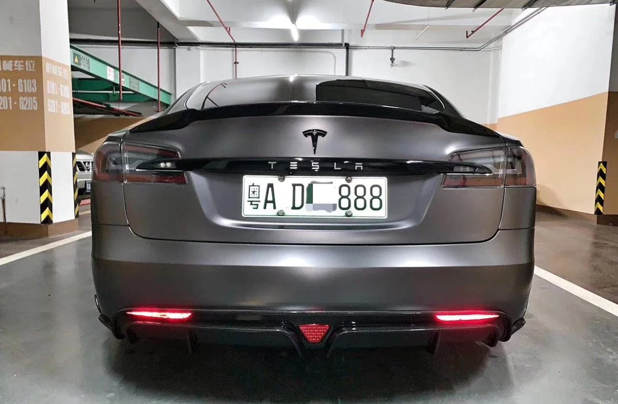 CMST - TESLA MODEL S CARBON FIBRE REAR DIFFUSER WITH LED BRAKE LIGHT - Aero Carbon UK