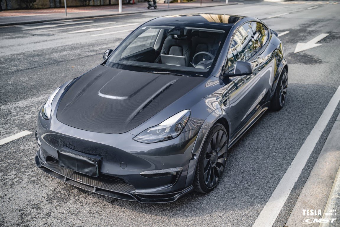 CMST - TESLA MODEL Y CARBON FIBRE FRONT LIP V2 - Aero Carbon UK