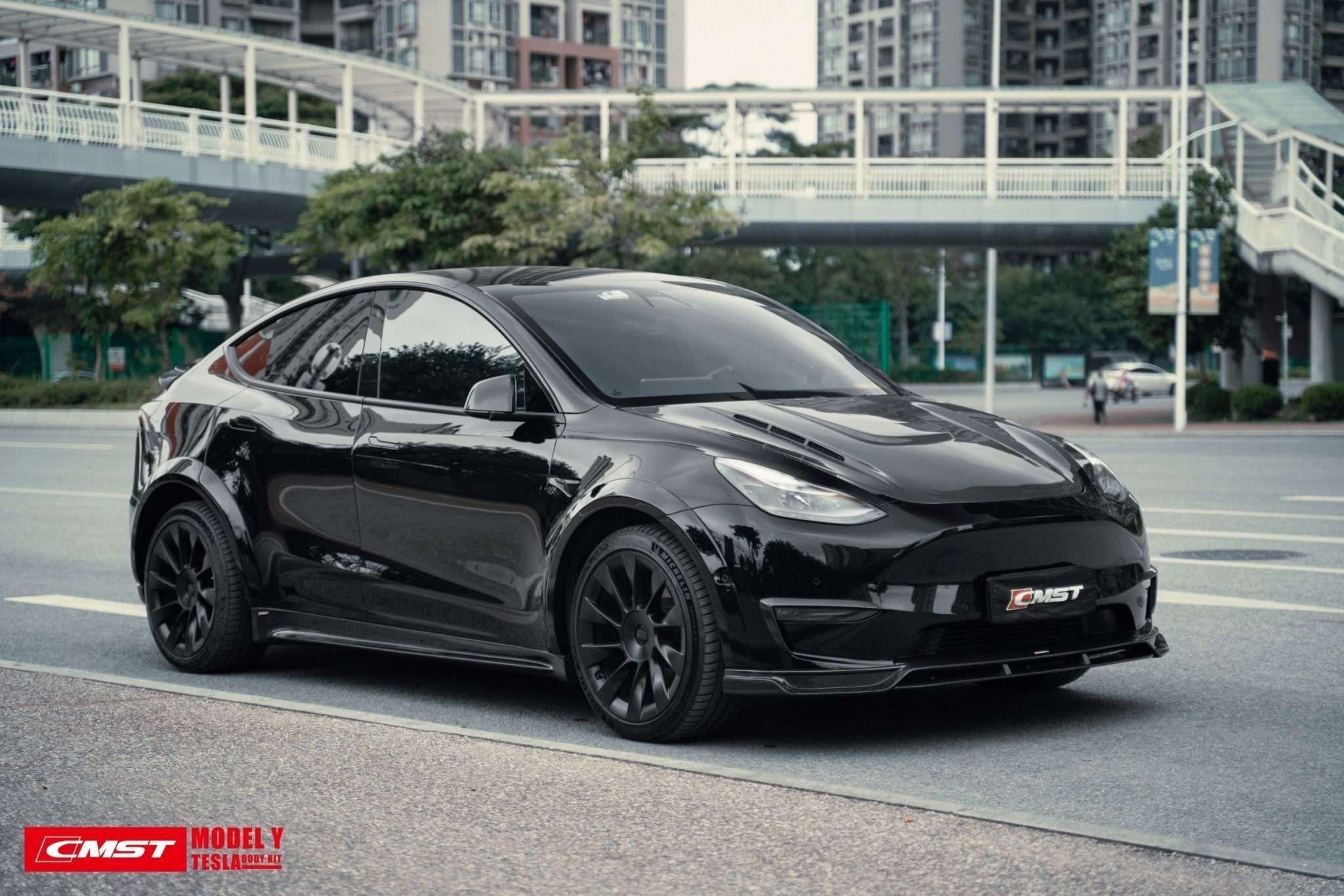 CMST - TESLA MODEL Y CARBON FIBRE FRONT LIP V2 - Aero Carbon UK