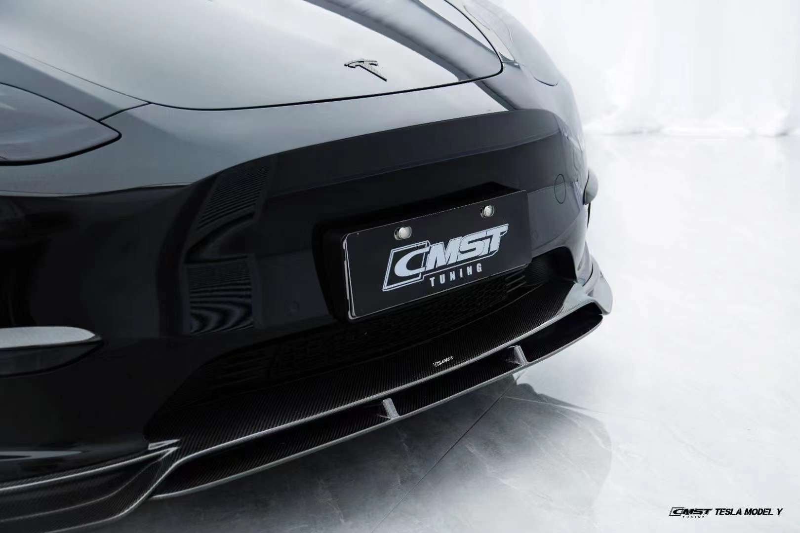 CMST - TESLA MODEL Y CARBON FIBRE FRONT LIP V2 - Aero Carbon UK