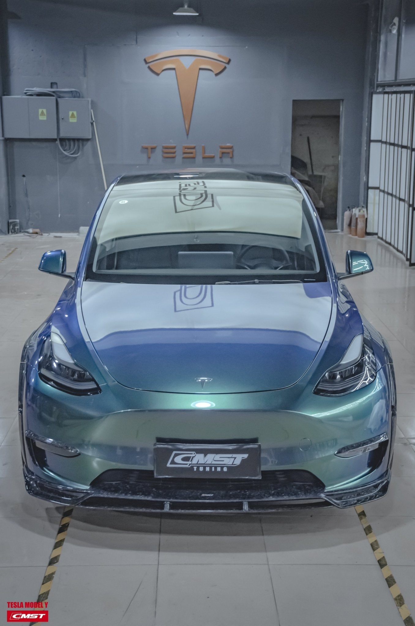 CMST - TESLA MODEL Y CARBON FIBRE FRONT LIP V2 - Aero Carbon UK