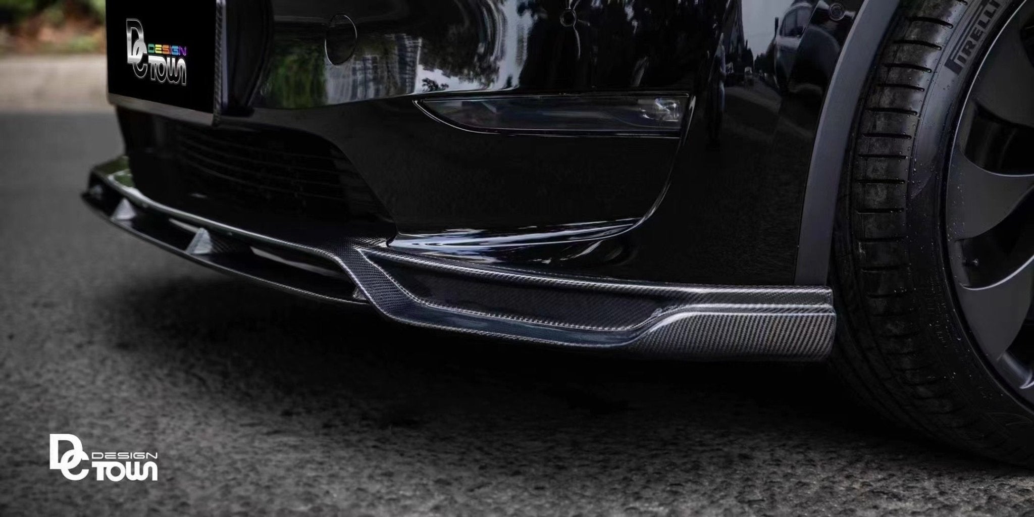 CMST - TESLA MODEL Y CARBON FIBRE FRONT LIP V2 - Aero Carbon UK