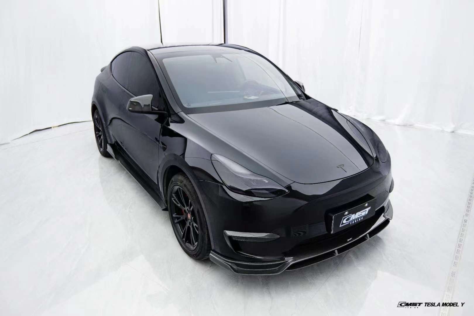 CMST - TESLA MODEL Y CARBON FIBRE FRONT LIP V2 - Aero Carbon UK