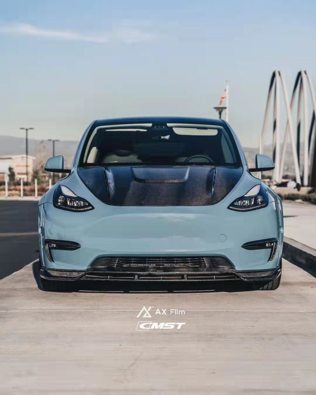 CMST - TESLA MODEL Y CARBON FIBRE FRONT LIP V2 - Aero Carbon UK