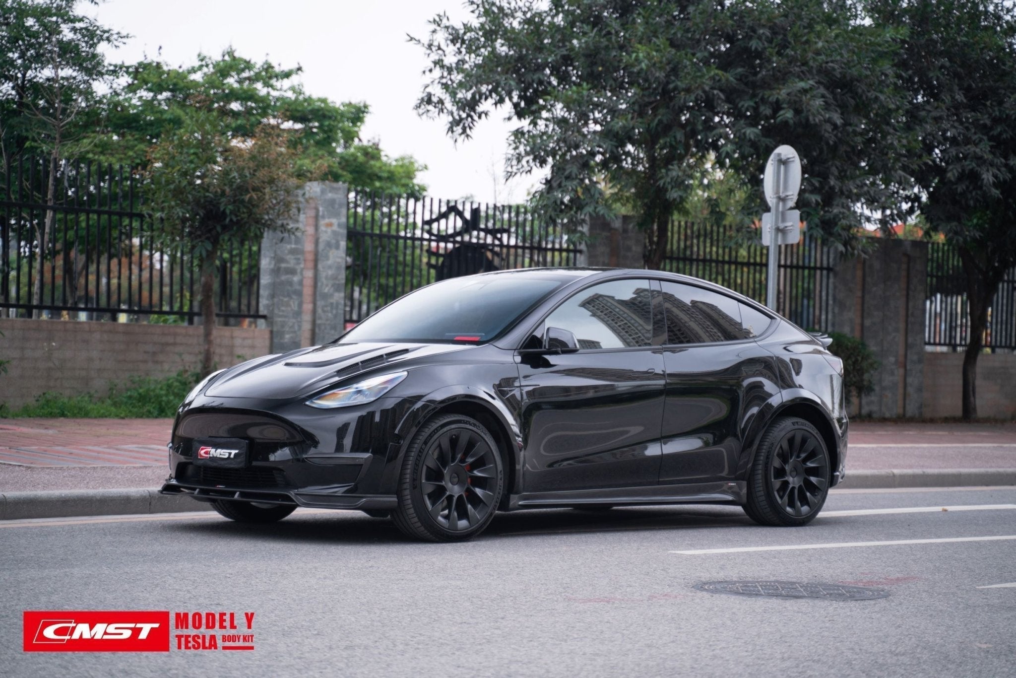 CMST - TESLA MODEL Y CARBON FIBRE FRONT LIP V2 - Aero Carbon UK