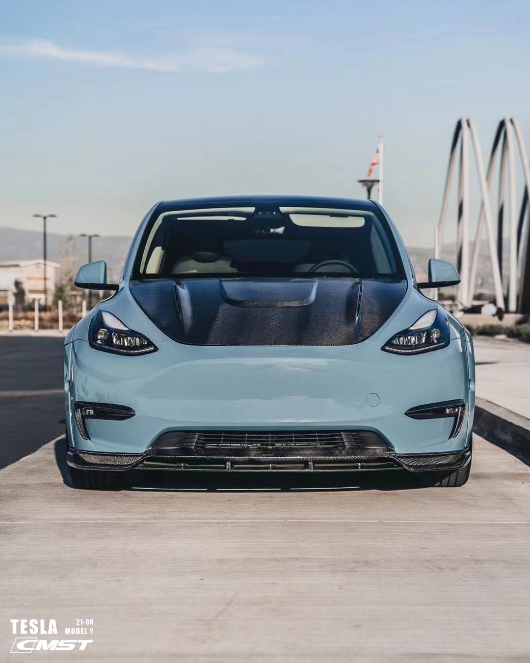 CMST - TESLA MODEL Y CARBON FIBRE FRONT LIP V2 - Aero Carbon UK