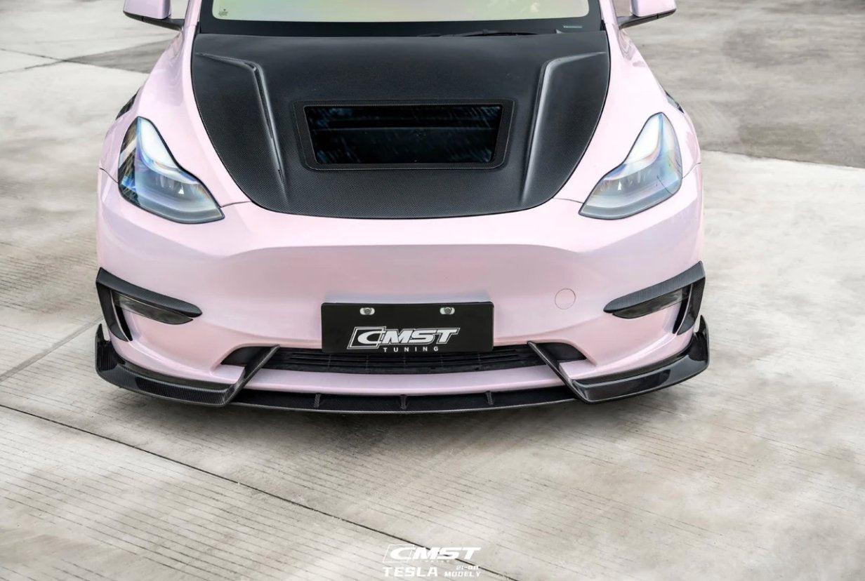 CMST - TESLA MODEL Y CARBON FIBRE FRONT LIP V4 - Aero Carbon UK