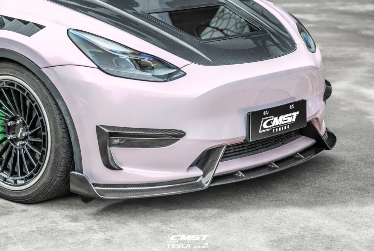 CMST - TESLA MODEL Y CARBON FIBRE FRONT LIP V4 - Aero Carbon UK