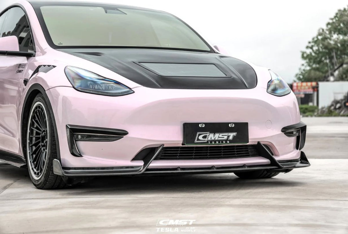 CMST - TESLA MODEL Y CARBON FIBRE FRONT LIP V4 - Aero Carbon UK