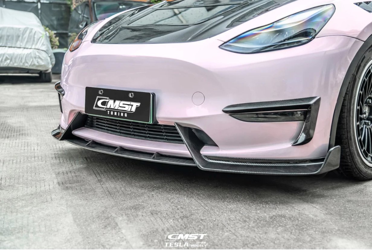 CMST - TESLA MODEL Y CARBON FIBRE FRONT LIP V4 - Aero Carbon UK