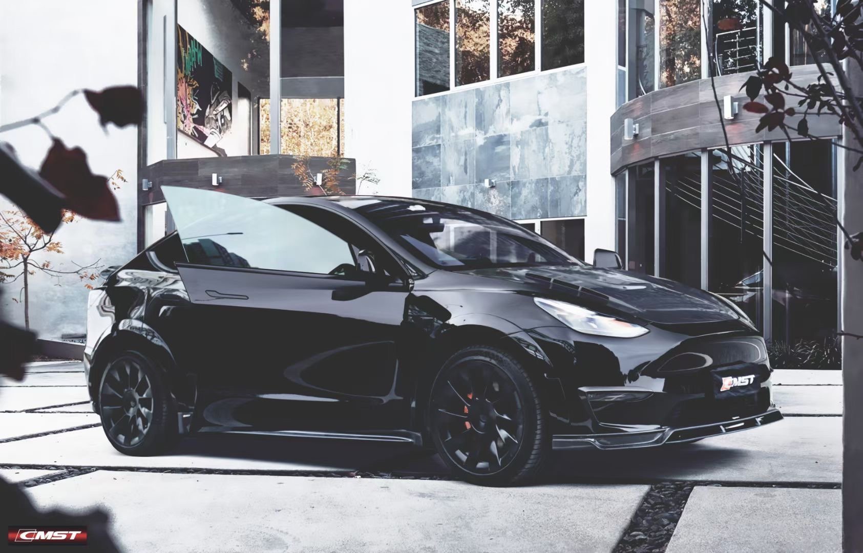 CMST - TESLA MODEL Y CARBON FIBRE SIDE SKIRTS V1 - Aero Carbon UK