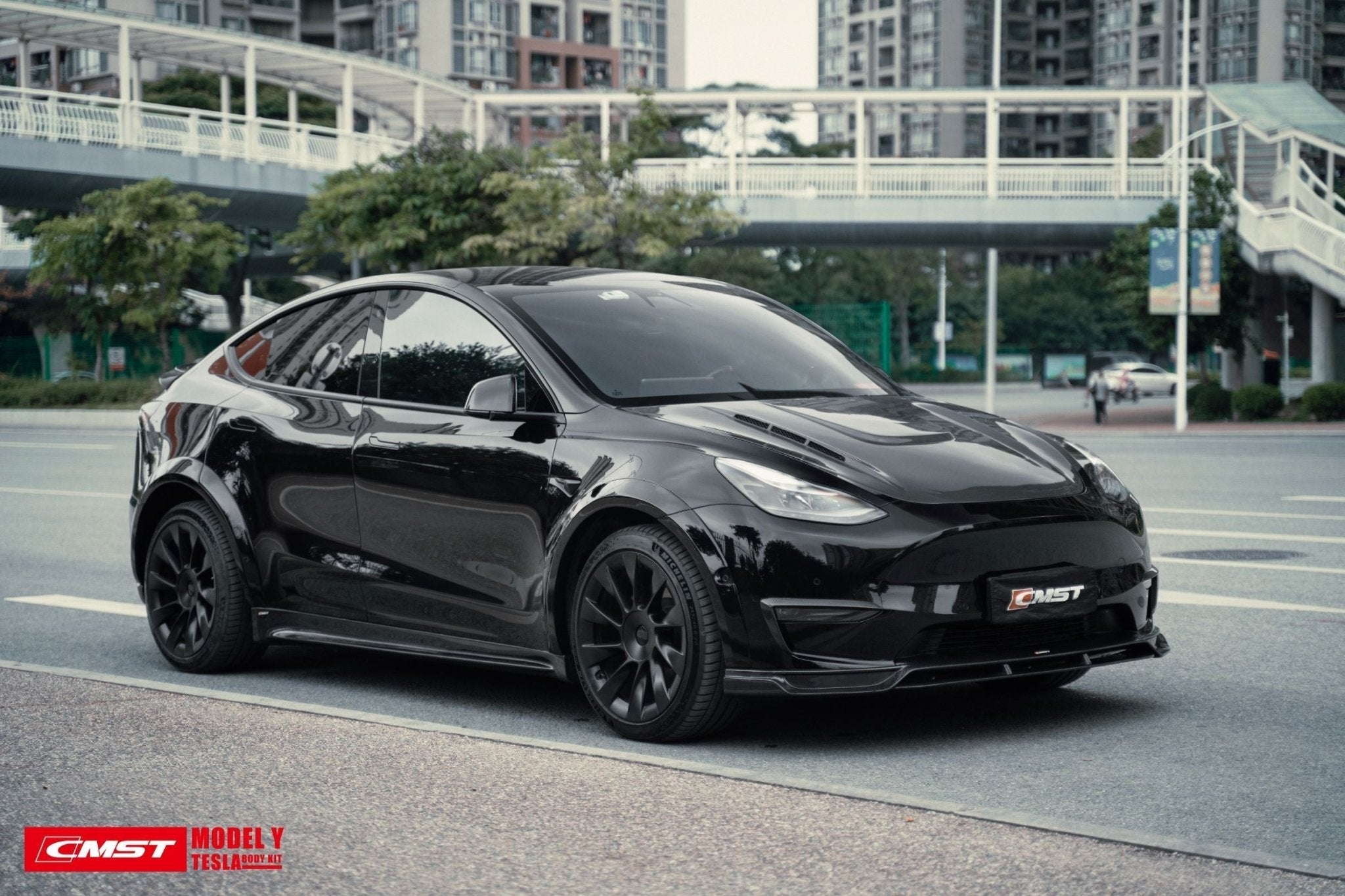 CMST - TESLA MODEL Y CARBON FIBRE SIDE SKIRTS V1 - Aero Carbon UK