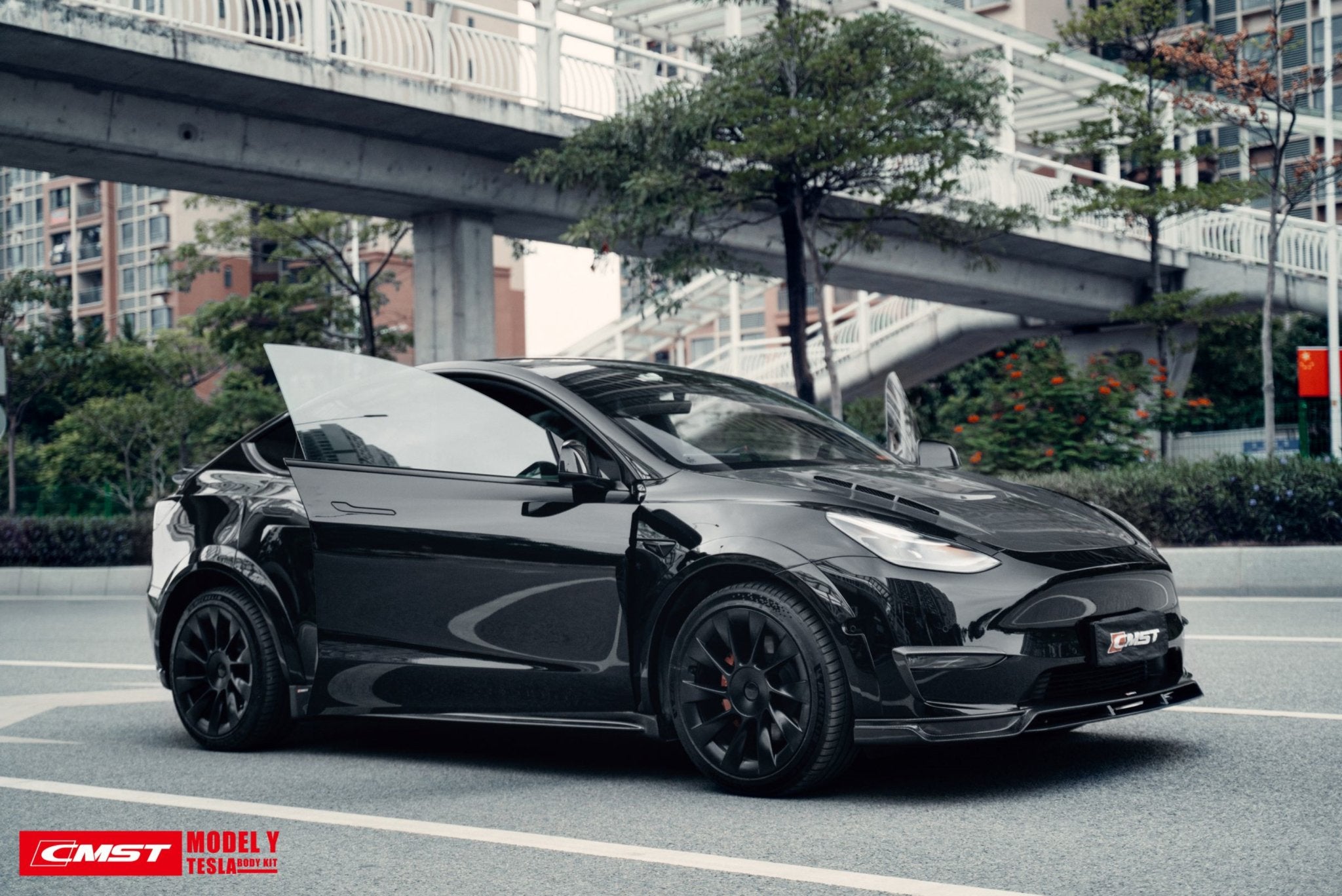 CMST - TESLA MODEL Y CARBON FIBRE SIDE SKIRTS V1 - Aero Carbon UK