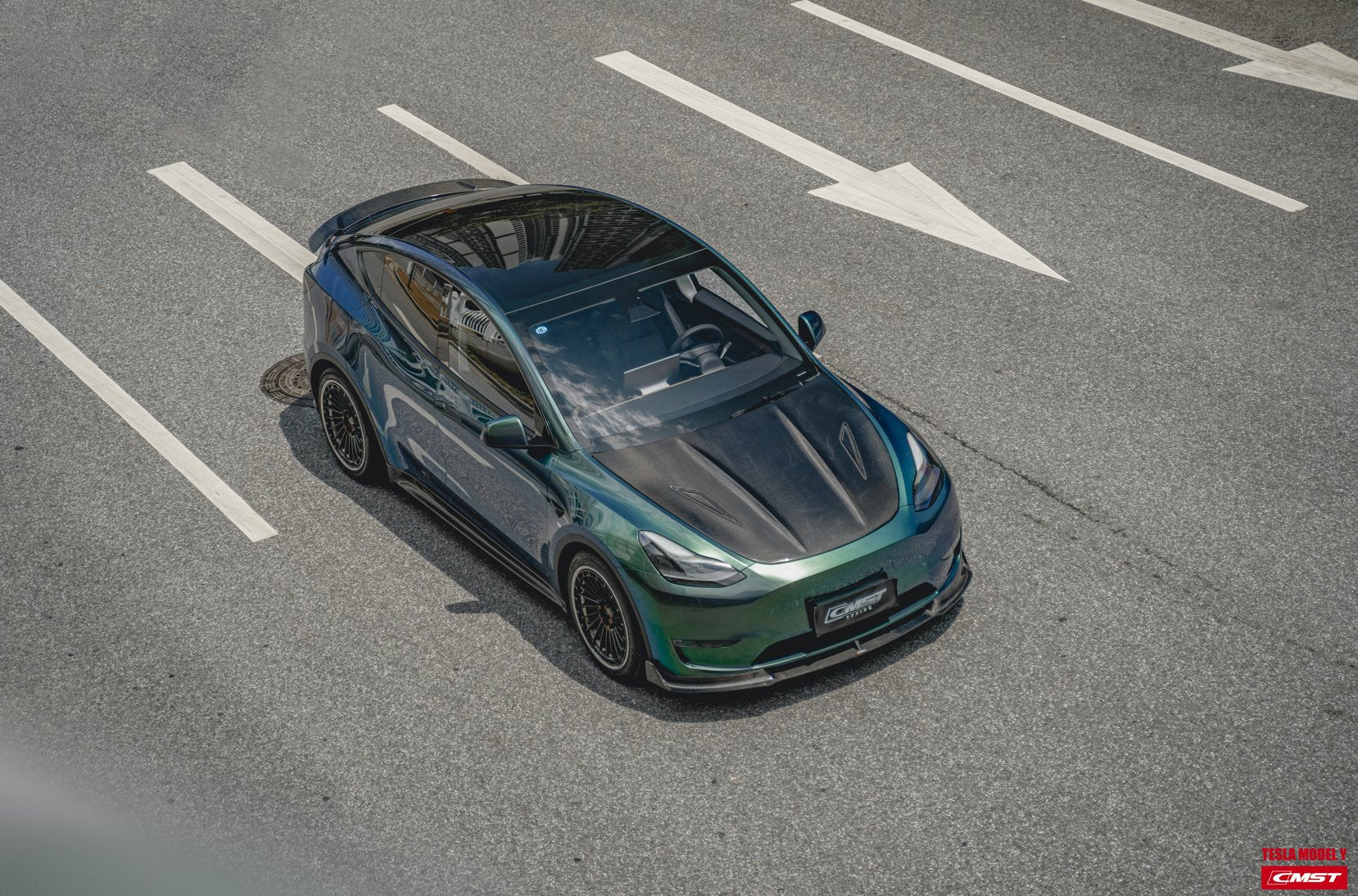 CMST - TESLA MODEL Y CARBON FIBRE SIDE SKIRTS V1 - Aero Carbon UK