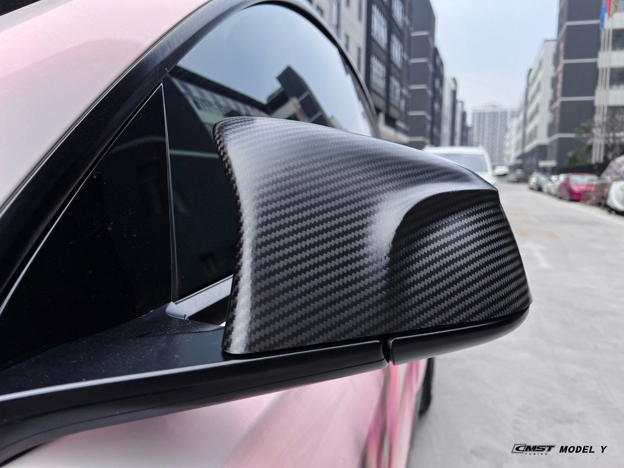 CMST - TESLA MODEL Y CARBON FIBRE WING MIRROR CAPS - Aero Carbon UK