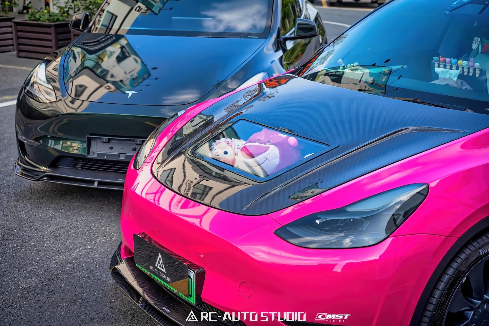 CMST - TESLA MODEL Y TRANSPARENT GLASS CARBON FIBRE BONNET HOOD - Aero Carbon UK