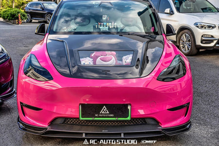 CMST - TESLA MODEL Y TRANSPARENT GLASS CARBON FIBRE BONNET HOOD - Aero Carbon UK